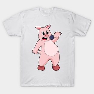 Pig at Singing with Microphone T-Shirt